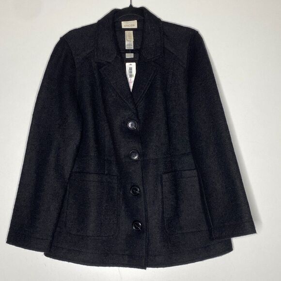 New Chico's Boiled Wool Jacket Women's Size Small Petite (Chico's 0) - Picture 1 of 6